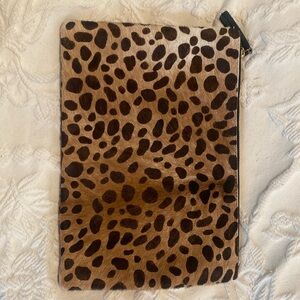 CLARE V Animal print hair calf zip pouch. Missing Clare V. disc on zipper